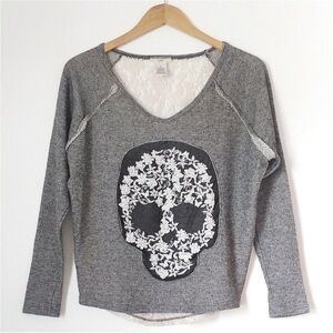 iner Sugar Skull Day of the Dead Halloween Lace Top Size Medium T-Shirt